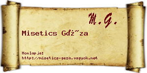 Misetics Géza névjegykártya